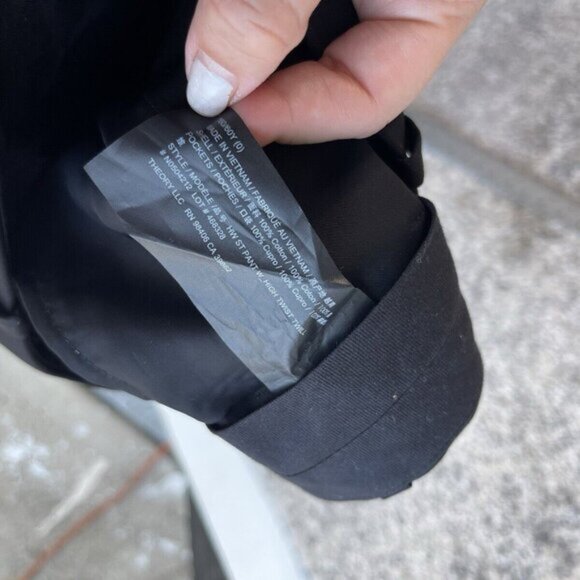 Theory Womens Cotton Pants Size 0 Black Career Office Dress Pants - Picture 8 of 8